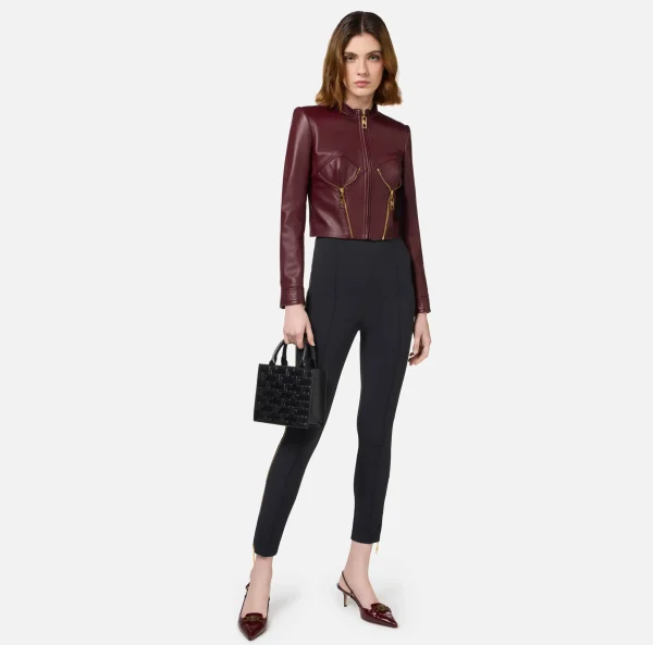 Elisabetta Franchi Pantaloni E Shorts^Pantalone dritto in crêpe stretch con zip Nero