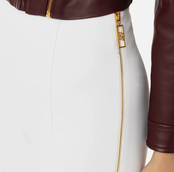 Elisabetta Franchi Pantaloni E Shorts^Pantalone dritto in crêpe stretch con zip Avorio