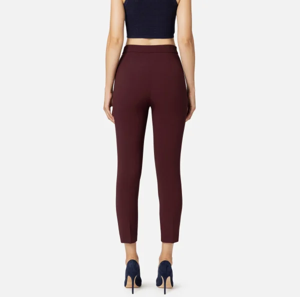 Elisabetta Franchi Tailleur | Pantaloni E Shorts^Pantalone dritto in crêpe con zip RougeNoir
