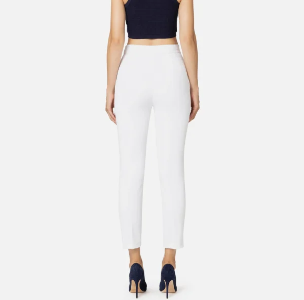 Elisabetta Franchi Tailleur | Pantaloni E Shorts^Pantalone dritto in crêpe con zip Avorio