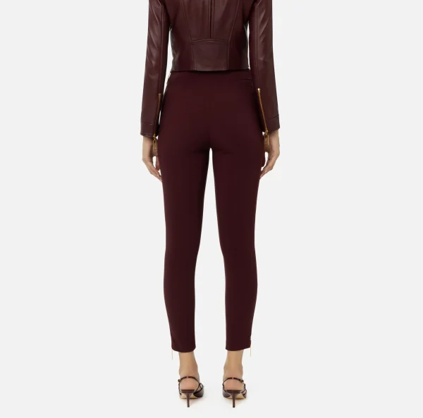 Elisabetta Franchi Pantaloni E Shorts^Pantalone dritto in crêpe stretch con zip RougeNoir