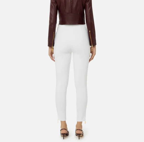 Elisabetta Franchi Pantaloni E Shorts^Pantalone dritto in crêpe stretch con zip Avorio