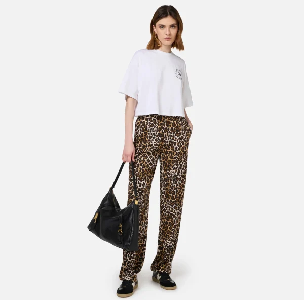 Elisabetta Franchi Tailleur | Pantaloni E Shorts^Pantalone dritto in crêpe con doppie pinces Animalier