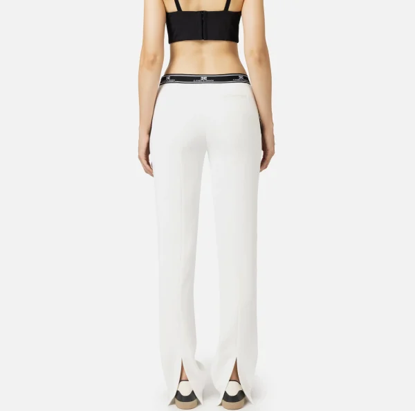 Elisabetta Franchi Pantaloni E Shorts^Pantalone dritto in crêpe con banda laterale Avorio
