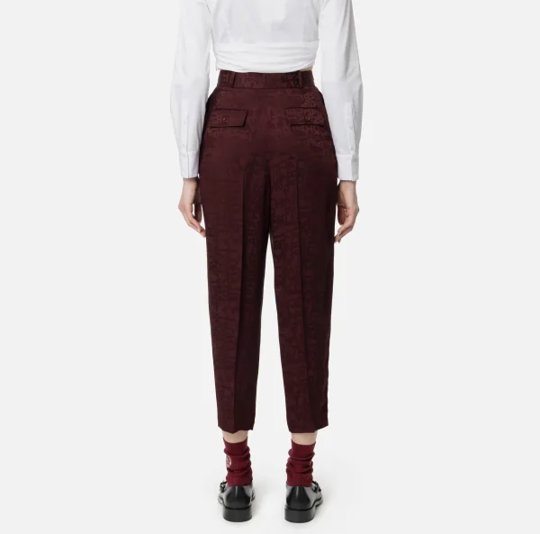 Elisabetta Franchi Tailleur | Pantaloni E Shorts^Pantalone dritto in crêpe jaquard lettering RougeNoir