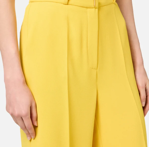 Elisabetta Franchi Pantaloni E Shorts^Pantalone dritto in crêpe fermo con placca logo Mimosa