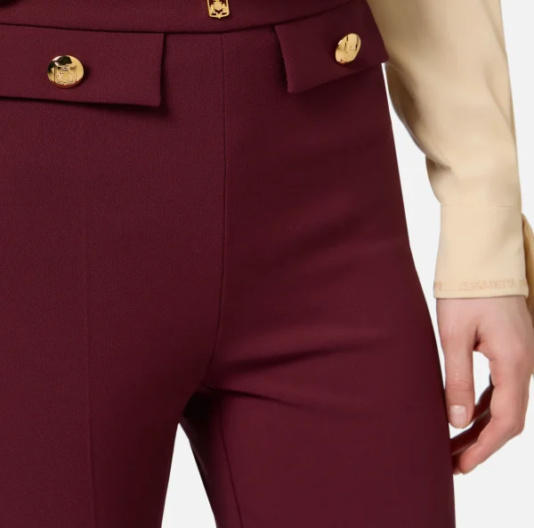 Elisabetta Franchi Tailleur | Pantaloni E Shorts^Pantalone dritto in crêpe stretch con rivetto logo RougeNoir