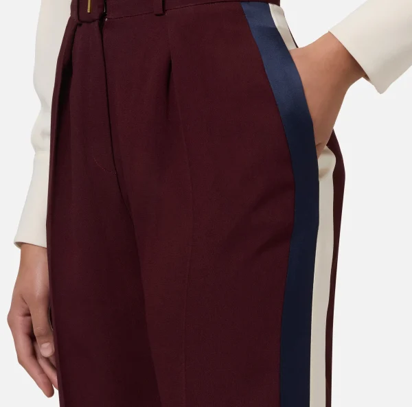 Elisabetta Franchi Pantaloni E Shorts^Pantalone dritto in crêpe satin con bande RougeNoir