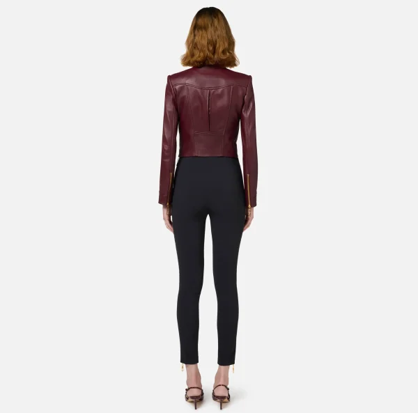 Elisabetta Franchi Pantaloni E Shorts^Pantalone dritto in crêpe stretch con zip Nero