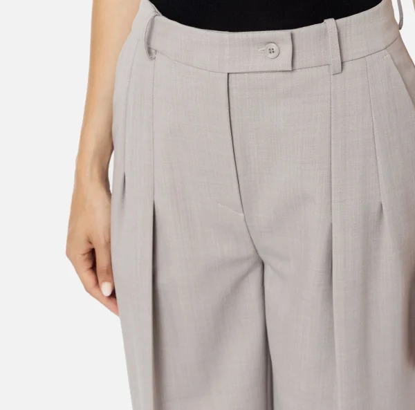 Elisabetta Franchi Tailleur | Pantaloni E Shorts^Pantalone dritto in fresco lana mélange con doppie pinces Perla