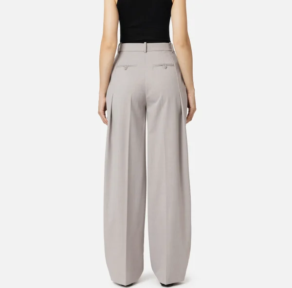 Elisabetta Franchi Tailleur | Pantaloni E Shorts^Pantalone dritto in fresco lana mélange con doppie pinces Perla