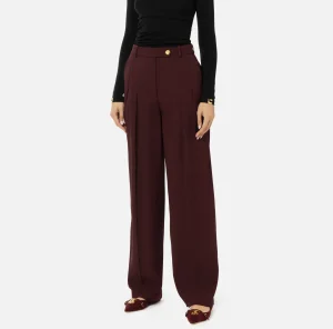 Elisabetta Franchi Pantaloni E Shorts^Pantalone dritto in satin con doppie pinces RougeNoir