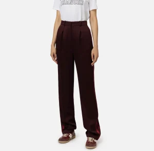 Elisabetta Franchi Tailleur | Pantaloni E Shorts^Pantalone dritto in satin con bande in raso RougeNoir