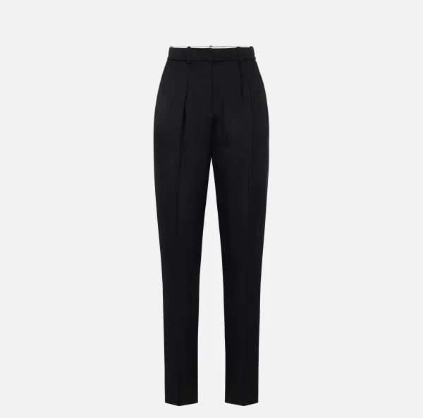 Elisabetta Franchi Tailleur | Pantaloni E Shorts^Pantalone dritto in satin con bande in raso Nero
