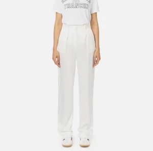 Elisabetta Franchi Tailleur | Pantaloni E Shorts^Pantalone dritto in satin con bande in raso Avorio