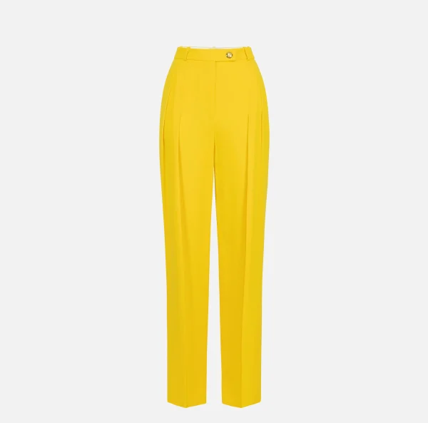 Elisabetta Franchi Pantaloni E Shorts^Pantalone dritto in satin con doppie pinces Mimosa
