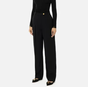 Elisabetta Franchi Pantaloni E Shorts^Pantalone dritto in satin con doppie pinces Nero