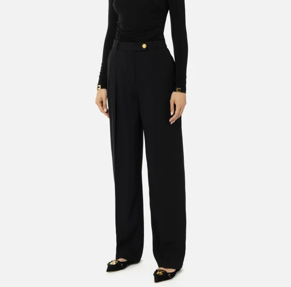 Elisabetta Franchi Pantaloni E Shorts^Pantalone dritto in satin con doppie pinces Nero