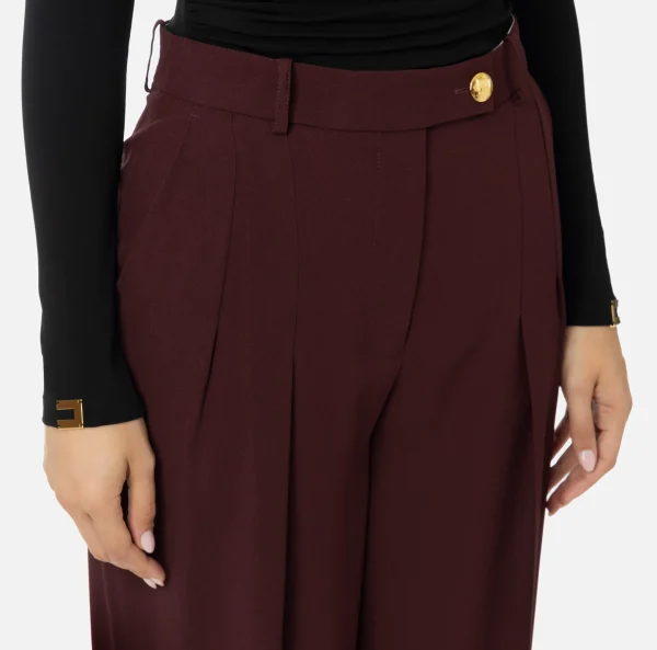 Elisabetta Franchi Pantaloni E Shorts^Pantalone dritto in satin con doppie pinces RougeNoir
