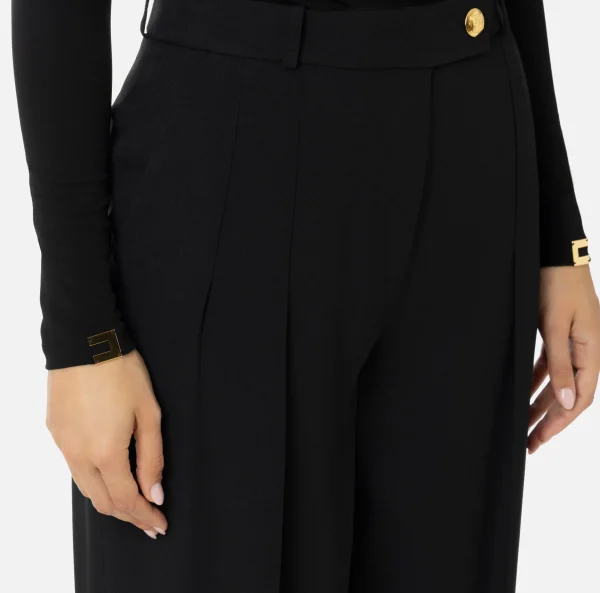 Elisabetta Franchi Pantaloni E Shorts^Pantalone dritto in satin con doppie pinces Nero