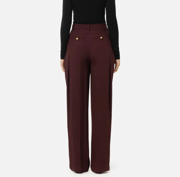 Elisabetta Franchi Pantaloni E Shorts^Pantalone dritto in satin con doppie pinces RougeNoir