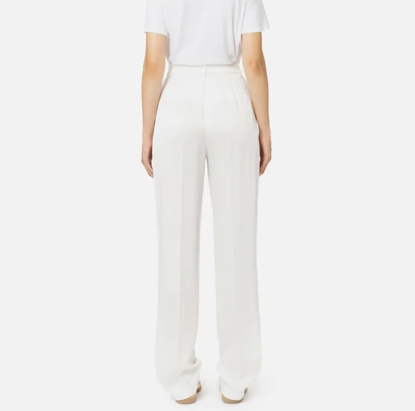 Elisabetta Franchi Tailleur | Pantaloni E Shorts^Pantalone dritto in satin con bande in raso Avorio