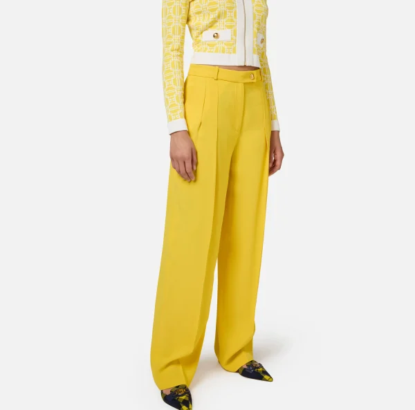 Elisabetta Franchi Pantaloni E Shorts^Pantalone dritto in satin con doppie pinces Mimosa