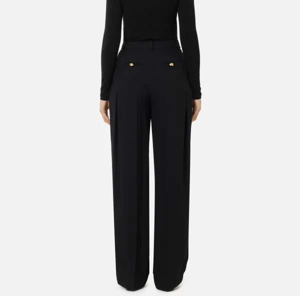 Elisabetta Franchi Pantaloni E Shorts^Pantalone dritto in satin con doppie pinces Nero