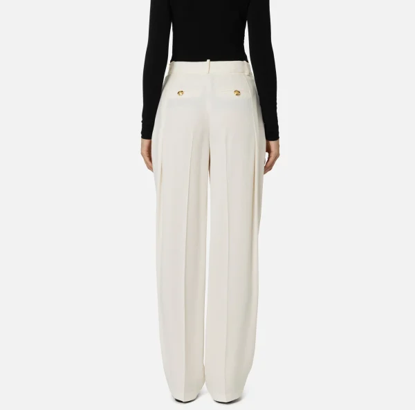 Elisabetta Franchi Pantaloni E Shorts^Pantalone dritto in satin con doppie pinces Burro