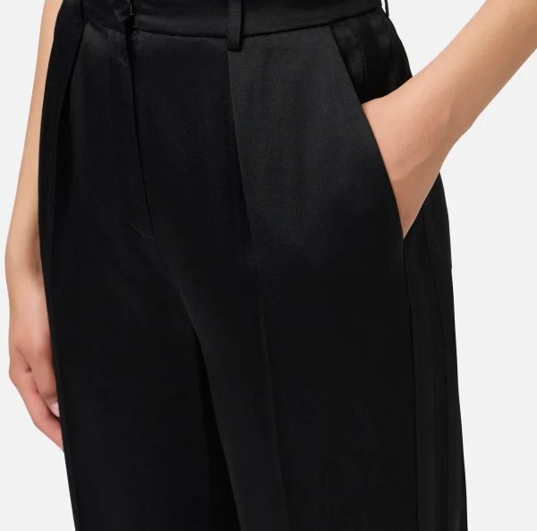 Elisabetta Franchi Tailleur | Pantaloni E Shorts^Pantalone dritto in satin con bande in raso Nero
