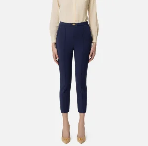 Elisabetta Franchi Pantaloni E Shorts^Pantalone dritto in tessuto tecnico con morsetto Navy