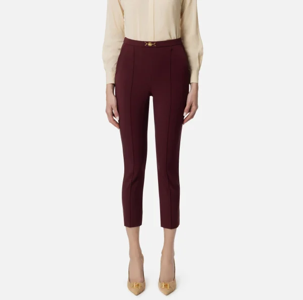 Elisabetta Franchi Pantaloni E Shorts^Pantalone dritto in tessuto tecnico con morsetto RougeNoir