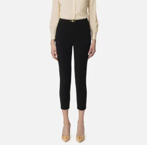 Elisabetta Franchi Pantaloni E Shorts^Pantalone dritto in tessuto tecnico con morsetto Nero