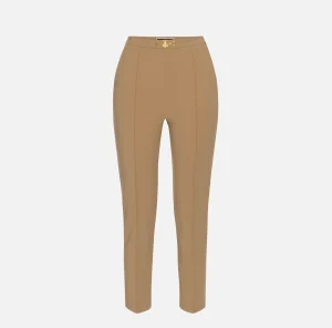 Elisabetta Franchi Pantaloni E Shorts^Pantalone dritto in tessuto tecnico con morsetto Camel