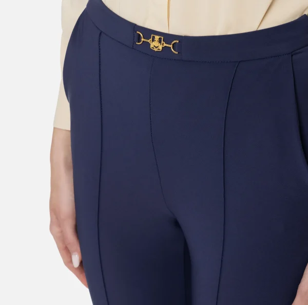 Elisabetta Franchi Pantaloni E Shorts^Pantalone dritto in tessuto tecnico con morsetto Navy
