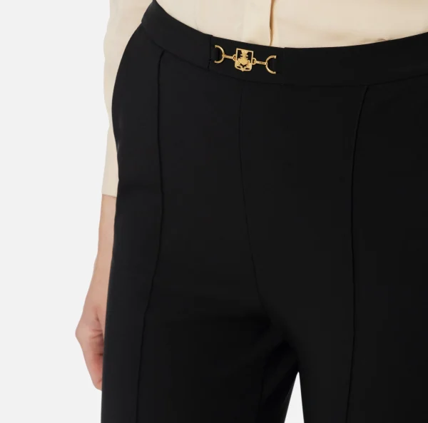 Elisabetta Franchi Pantaloni E Shorts^Pantalone dritto in tessuto tecnico con morsetto Nero