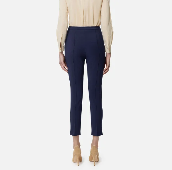 Elisabetta Franchi Pantaloni E Shorts^Pantalone dritto in tessuto tecnico con morsetto Navy