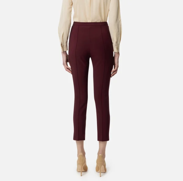 Elisabetta Franchi Pantaloni E Shorts^Pantalone dritto in tessuto tecnico con morsetto RougeNoir
