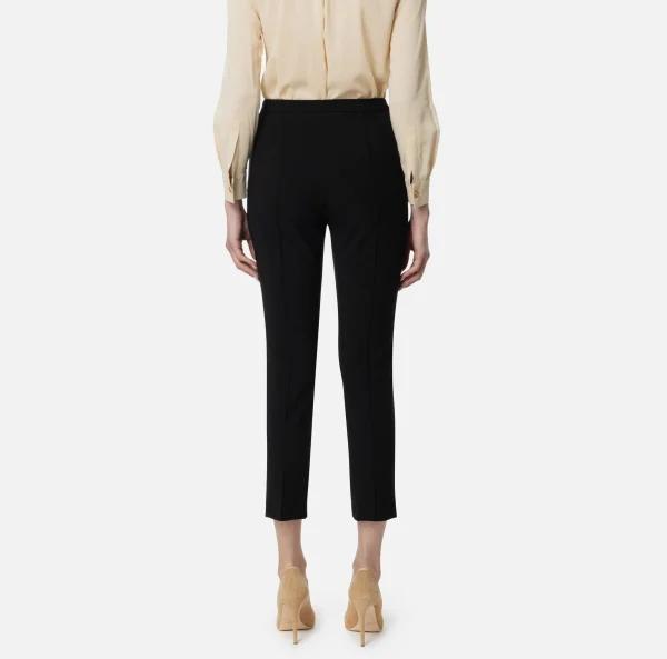 Elisabetta Franchi Pantaloni E Shorts^Pantalone dritto in tessuto tecnico con morsetto Nero