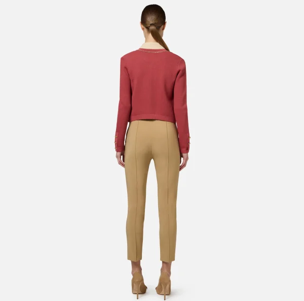 Elisabetta Franchi Pantaloni E Shorts^Pantalone dritto in tessuto tecnico con morsetto Camel