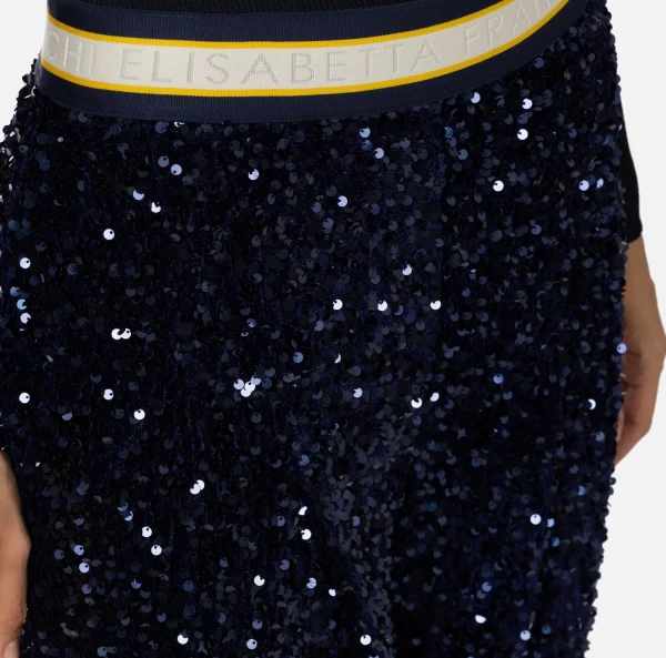 Elisabetta Franchi Tailleur | Pantaloni E Shorts^Pantalone in ciniglia ricamata con paillettes Navy