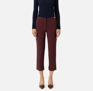 Elisabetta Franchi Pantaloni E Shorts^Pantalone in crêpe con spacchetti RougeNoir