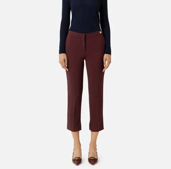 Elisabetta Franchi Pantaloni E Shorts^Pantalone in crêpe con spacchetti RougeNoir