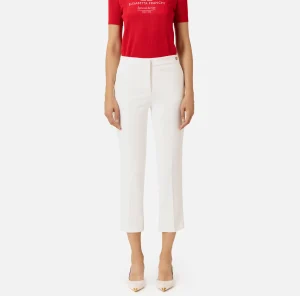 Elisabetta Franchi Pantaloni E Shorts^Pantalone in crêpe con spacchetti Avorio