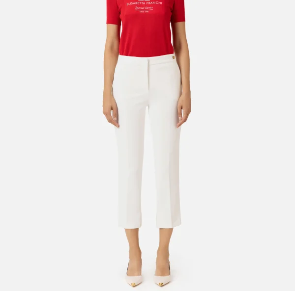 Elisabetta Franchi Pantaloni E Shorts^Pantalone in crêpe con spacchetti Avorio