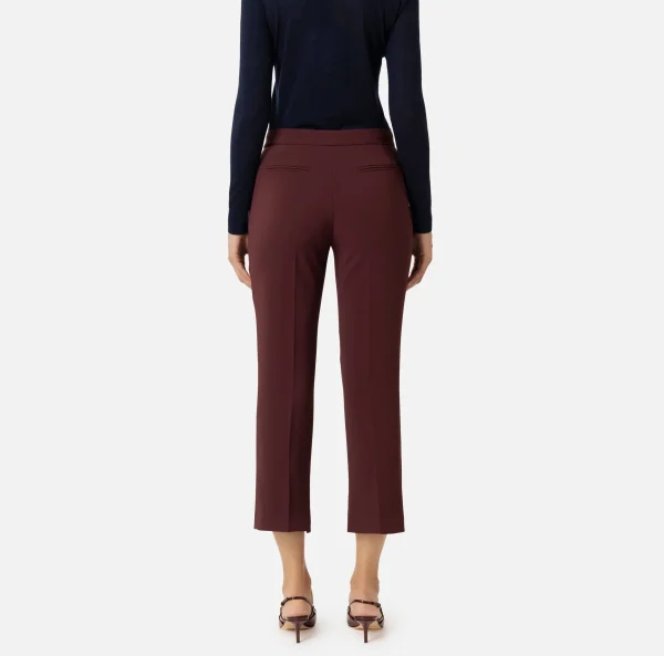 Elisabetta Franchi Pantaloni E Shorts^Pantalone in crêpe con spacchetti RougeNoir