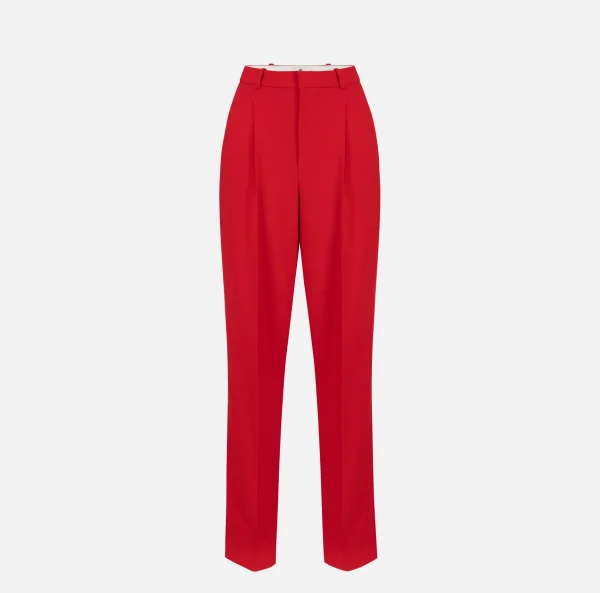 Elisabetta Franchi Pantaloni E Shorts^Pantalone in crêpe stretch con doppie pinces RedPassion
