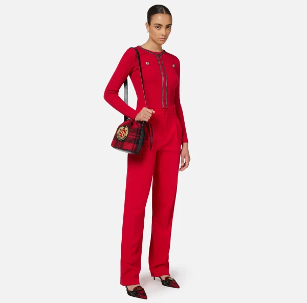 Elisabetta Franchi Pantaloni E Shorts^Pantalone in crêpe stretch con doppie pinces RedPassion