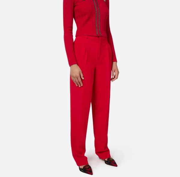 Elisabetta Franchi Pantaloni E Shorts^Pantalone in crêpe stretch con doppie pinces RedPassion