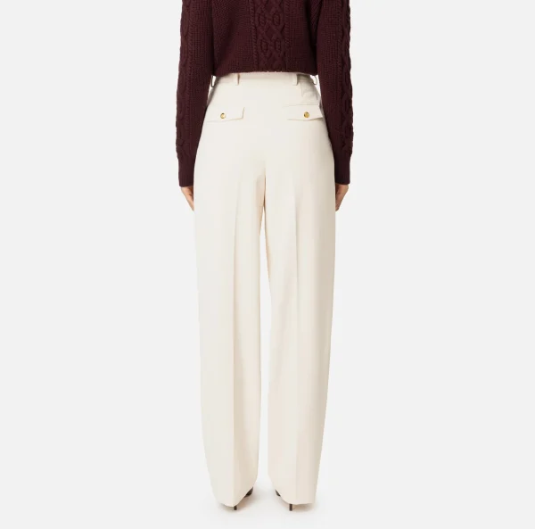 Elisabetta Franchi Pantaloni E Shorts^Pantalone in crêpe stretch con doppie pinces Burro